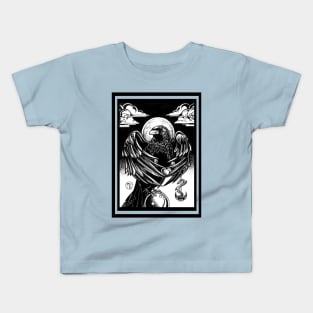 The Raven's Gift -Black Outlined Version Kids T-Shirt